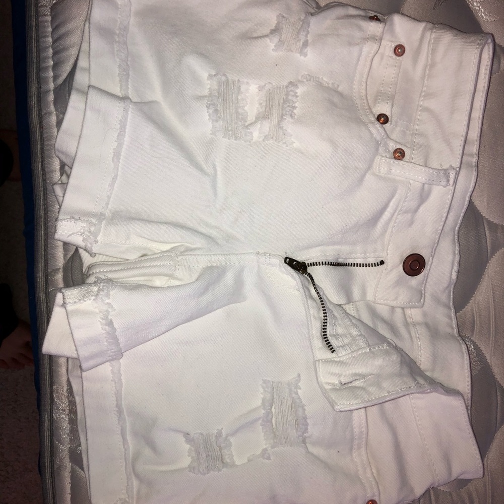 White jean shorts